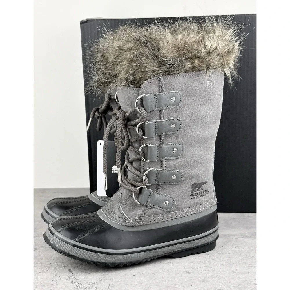 Sorel Women's Joan of Arctic Waterproof Boots Size US 8 Quarry Gray Suede New